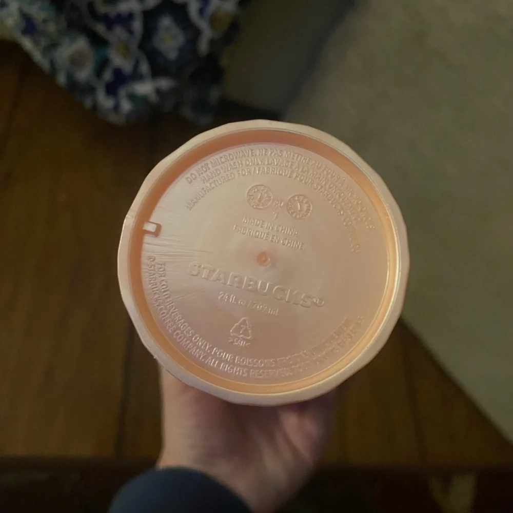Starbucks Summer 2021 Peach Pink Marble 24 oz Cold Cup Tumbler Dome Lid W/ Straw
